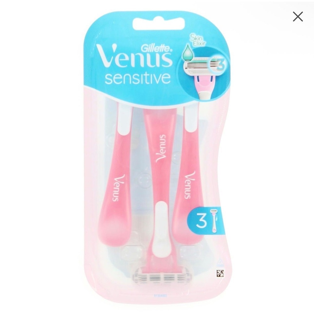 Gillette Venus Sensitive 3 Blade Disposable Razors Pink 3 Count Pack
